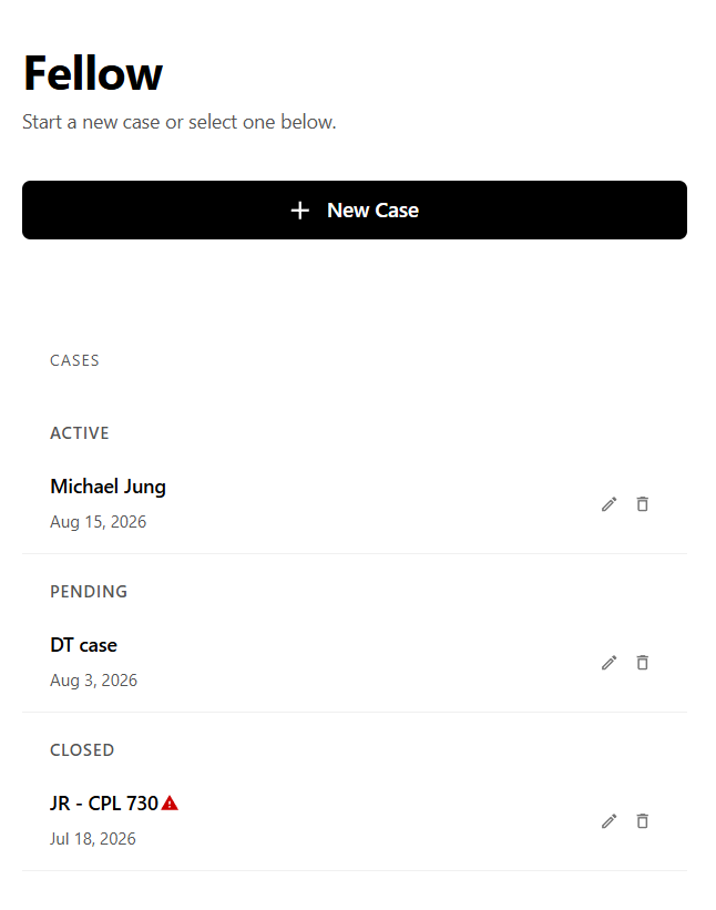 FELLOW AI case management dashboard